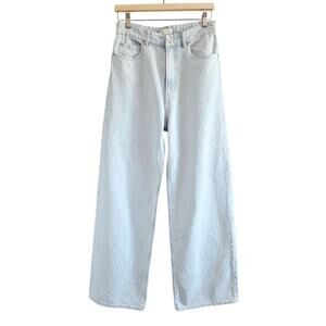 H&M Rhinestone Embellished Wide Leg Jeans Light Denim Blue Size US 4